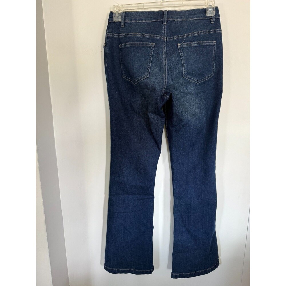 Venus Jeans Size 8 Blue Denim Dark Wash Flare Jeans Stretchy - Picture 4 of 6